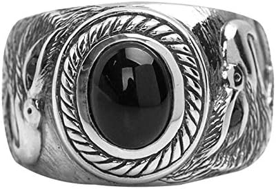 Sterling Silver Band for Men Eagle Ovak Agate Thumb Rings Vintage