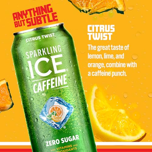 SPARKLING ICE CAFFEINE CITRUS TWIST SPARKLING WATER WITH CAFFEINE, ZERO SUGAR, WITH ANTIOXIDANTS AND VITAMINS,16 FL OZ CANS (PACK OF 12)