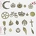 AuroTrends 100pcs Mixed Charms Pendants Cross?tree of Life, keys,hearts,crescent,sun, crown,leaves DIY for Jewelry Making and Crafting(Antique Bronze)