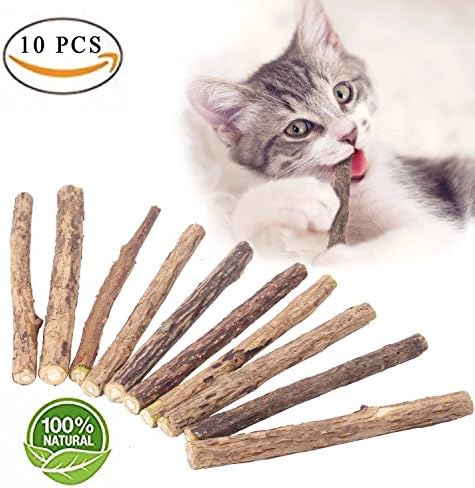 Sweethug Cat Catnip Sticks, 100% Organic Natural Matatabi Dental Treats Teeth Grinding Chew toys Olfactory Enrichment for Cat,Pack of 10 pcs