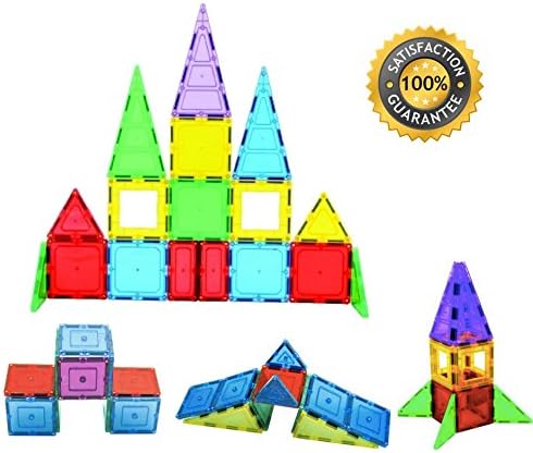Large 3D Colorful Magnetic Building Tiles Set - Construction Toys For Kids ~ Magnet blocks for girls and boys, toddlers and preschoolers ~ 32 pieces educational creative game toy set for children