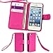 Wisdompro iPhone 6 Plus Case, iPhone 6s Plus Case, Premium PU Leather 2-in-1 Protective Folio Flip Wallet Case with Credit Card Holder Slot and Wrist Lanyard for Apple iPhone 6 Plus 6s Plus-Hot Pink