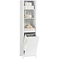 SoBuy Bathroom Tall Laundry Cabinet Freestanding Slim Storage Unit Tilt-Out Removable Chest, White BZR102-W