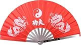 BladesUSA 2510-CRD Kung Fu Fighting Fan, Metal Frame, Red/White, 14-3/4-Inch Length, 27-1/4-Inch Open