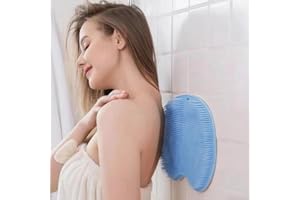 Shower Foot Scrubber Mat Non Slip Bath Massage Pad with Suction Cups Exfoliating Feet Cleaning Mat for Bathroom（P1,BL）