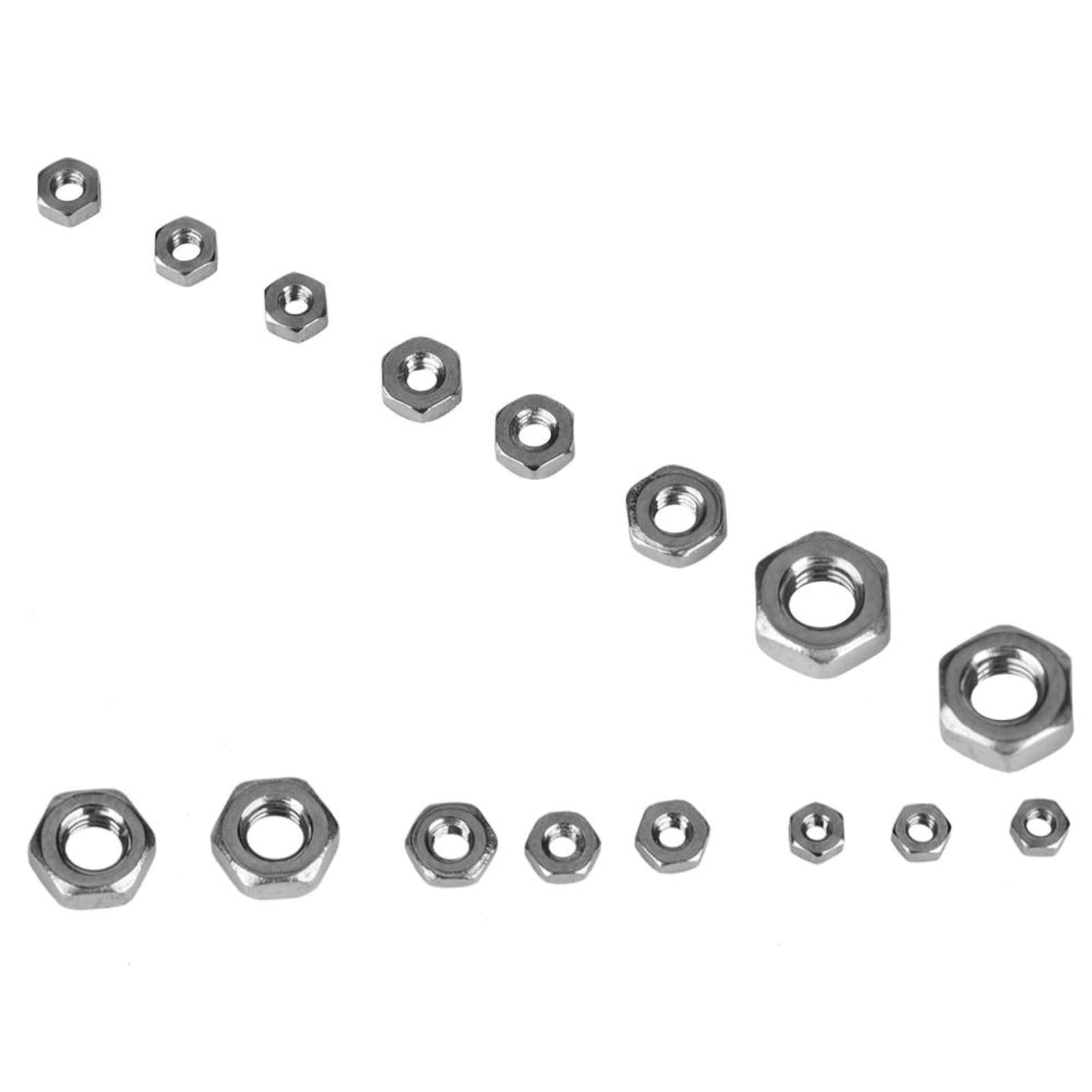 BOROCO Hex Nut, 140pcs M1/M1.2/M1.4/M1.6/M2/M2.5/M3 Thread Stainless Steel Hex Hexagonal Nuts