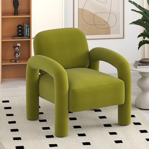 SEYNAR Poltrona Decorativa em Veludo Estofado com Braços Tubulares e Assento Confortável para Sala de Estar e Quarto