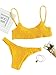 SweatyRocks Women's Sexy Bathing Suit Solid Color Halter Shirred Bikini Swimsuit Yellow L