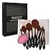 Makeup Brushes Oval Spoon Toothbrush Super Soft Synthetic Cosmetics Powder Blush Foundation Contour Eyeshadow Blending Concealer Eyeliner BB Cream Make up Sponge Gift Kit Sets(10pcs Black)