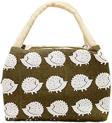 YYSHOW Insulated Cool Bag Cute Canvas Lunch Bags For Women, Kids, Girls (Hedgehog Print(zipper))