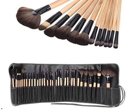 MANTRA Plastic Professional Makeup Brushes with Pouch Case , Black -Set of 24 Pieces