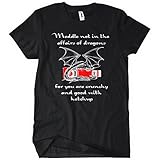 MEDDLE NOT IN THE AFFAIRS OF DRAGONS Mens Funny T-Shirt Wizard Dungeons Ketchup