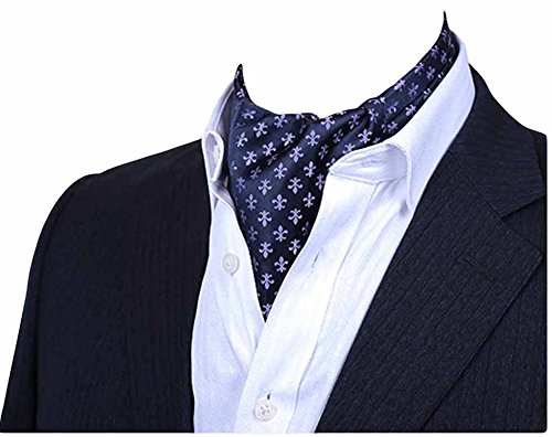 MENDENG Men Purple Paisley Jacquard Woven Silk Cravat Necktie Scarf Formal Ascot - Thumbnail 2