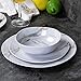 Melamine Dinnerware Set - 12pcs Plastic Dishes Dinnerware Set for 4, Everyday Use, Marble Pattern, Not for Microwave