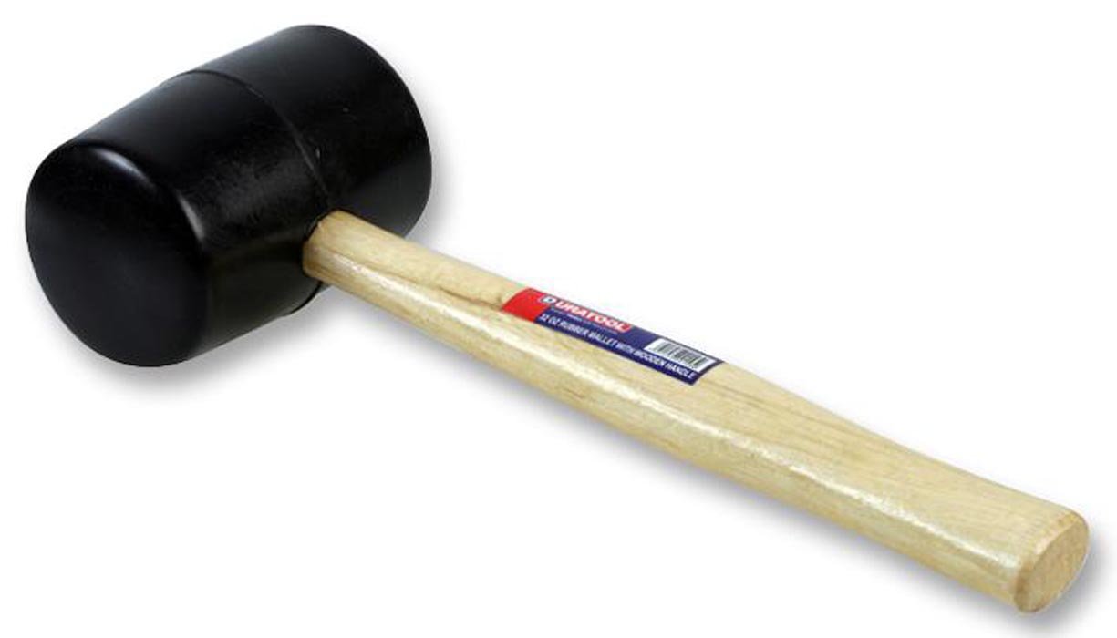 DURATOOL D00091 1kg (32oz) Rubber Mallet, Black, Beige