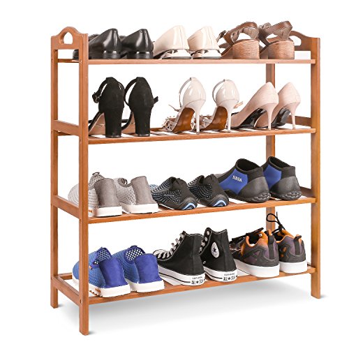 Homfa Bamboo Shoe Rack 4-Tier Entryway Shoe Shelf Storage Organizer for Home & Office Easy to Assemble (Natural Color)