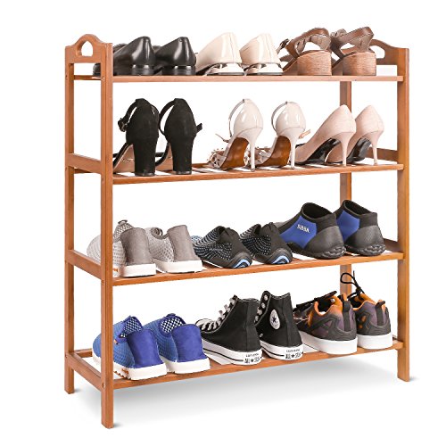 UPC 711811076831, HOMFA Bamboo Shoe Rack 4-Tier Entryway Shoe Shelf Storage Organizer for Home &amp; Office Easy to Assemble