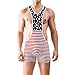 iooico Men's Wrestling Singlet, American Flag Print Sport Bodysuit Underwear