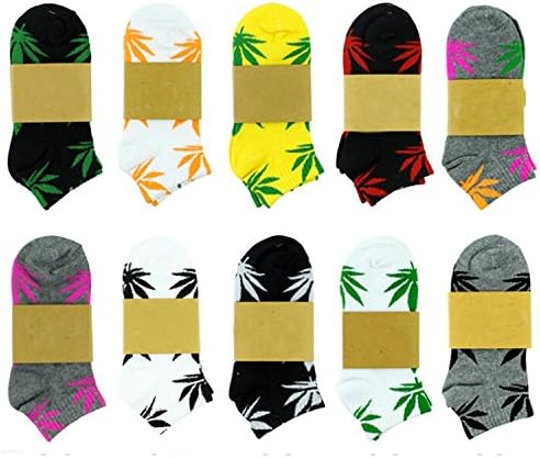 5 Pair Marijuana Weed Leaf Plantlife Socks Crew Socks Low Cut Ankle Cotton Sport Socks for Women Lady Girl Men Boys Tenns