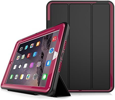 SYNTAK Samsung Galaxy Tab S3 Case(SM-T820/T825) ,Slim Heavy Duty Shockproof Rugged Case Three Layer Hard PC+Silicone Hybrid High Impact Resistant Full Body Protective Case (rose red)