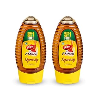 Dabur Honey :100% Pure World’s No.1 Honey Brand with No Sugar Adulteration , Squeezy Pack – 225gm ( Buy 1 Get1 Free)