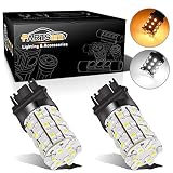 Partsam 2X 3157 3357 3457 Switchback Amber White Front Turn Signal LED Light 60 LED Bulb High Bright Turn Signal Light