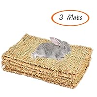 Grass Mat Woven Bed Mat for Small Animal Bunny Bedding Nest Chew Toy Bed Play Toy for Guinea Pig Parrot Rabbit Bunny Hamster Rat(Pack of 3) (3 Grass mats)