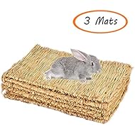 Grass Mat,Woven Bed Mat for Small Animal,Bunny Bedding Chew Toy Bed Play Toy for Guinea Pig Parrot Rabbit Bunny Hamster (Pack of 3)