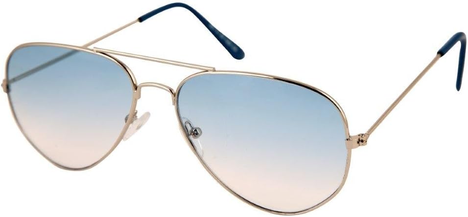 Agera UV Protective Unisex Aviator Men's Sunglasses - (Silver frame Blue Lens, Medium)