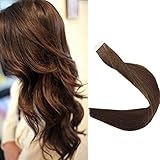Full Shine Hair 20inch Color #4 Tape in Extensions 50g Per Package 2.5g/Piece Invisible Skin Weft Grade 7A Remy Human Hair Tape ins