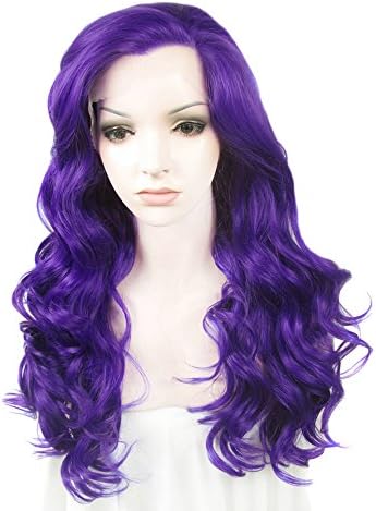 Lace Wig Long 24“Wave Synthetic Lace Front Wig High Density Violet