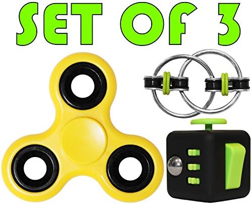 NEW Set -Three Stress Reducer Bearing - Fidget Spinner Toy - Fidget Cube - Ring Toys EDC Focus for Kids & Adults - Best Stress Reducer Relieves