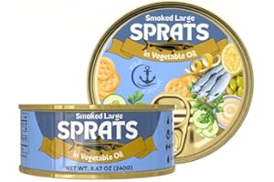 LUXPRODX Premium Smoked Sprats in Vegetable Oil – 240g (8.47 oz) x 6 Pack – Rich in Omega-3 & Protein, Delicious Seafood Snack