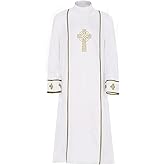 MIAOCOS Medieval Pastor Outfit Clergy White Robe Historical Priest Costume Church Plays Clergy Gown Hajj Eid