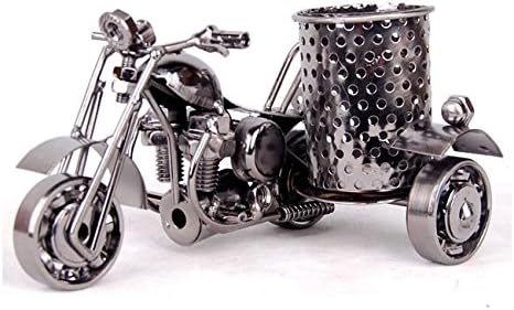 Creative office desktop accessories,Harley Davidson motorcycle model metal pen holder，Desktop Office Decor Gift (Gun gray)