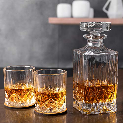 KANARS Whiskey Decanter And Glasses Set in Unique Gift Box Original