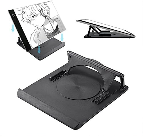 Light Box Pad Stander Multifunction Rotate in 360Â° Adjusting 9 Angle Points Skidding Prevented Tracing Holder for Huion/Litup LED Light Table A4 LB4 L4S - Black