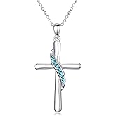 LEECCI Cross Necklaces for Women 925 Sterling Silver Birthstone Crucifix Pendant Cross Jewelry for Women