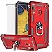 BestShare for Samsung Galaxy A30 / A20 Case & Tempered Glass Screen Protector, Rugged Hybrid Armor Anti-Scratch Shockproof Kickstand Cover Compatible Magnetic Car Mount Grip, Red
