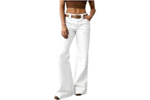 Women's Wide Leg Jeans High Waist Button Denim Pants Fashion Plus Size Jeans Stretchy Baggy Trousers with Pockets
