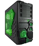 Apevia X-SNIPER2-GN ATX Mid Tower Gaming Case with Large Green Side Window, 1 x 120mm Green LED Fan, Front USB3.0/Audio Ports, up to 8 x Cooling Fan Space - Green
