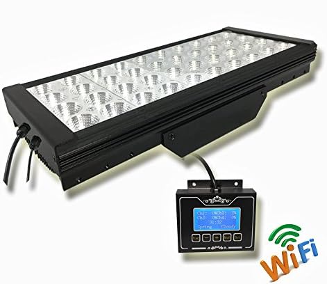 PopBloom 120W LED Aquarium Light with WIFI Controller, Smart Marine Light for 16”-24” Aquarium Tank, Coral Reef Saltwater Lamp Programmable Timer Sunrise Dimmable Led Moon Lighting (16"-24" Tank)