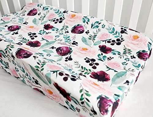floral crib sheet and changing pad cover