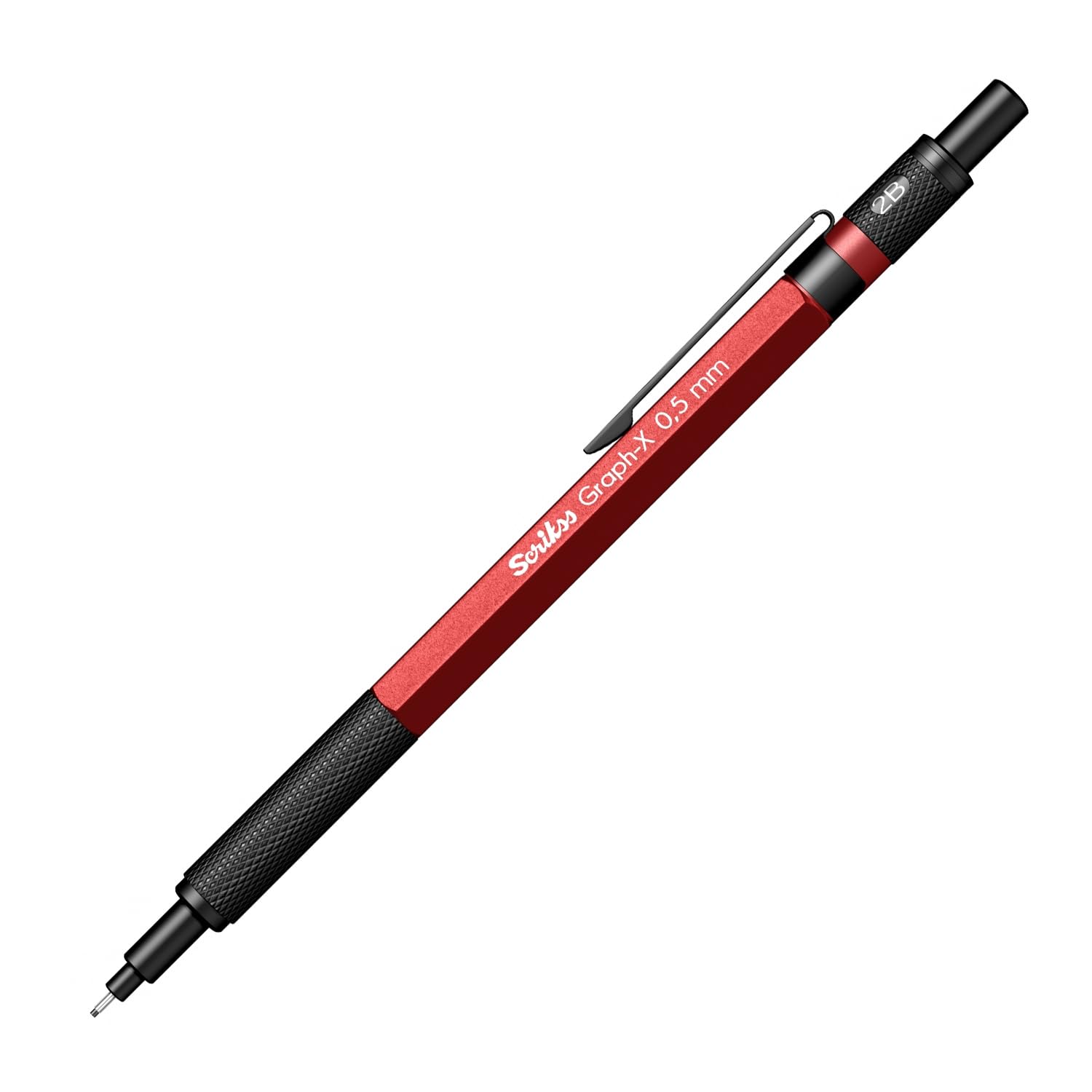Scrikss Graph-X Mechanical Pencil, Metal Barrel, Ergonomic Grip, Professional Writing & Drawing Tool (0.5 mm, Matt Red)