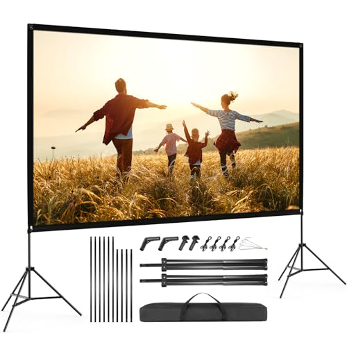 VISULAPEX 100 Inch Projector Screen, 4K HD 16:9 Foldable Projector Screen with Portable Bag for Cinema Home Office Travel