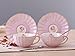 Jusalpha Porcelain Tea Cup and Saucer Coffee Cup Set with Saucer and Spoon Set of 6 (FD-TCS04 (6) Pink)