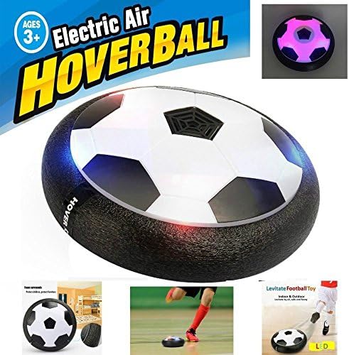 Mansalee Kids Toys Training Football With Parents Game Children Toys Air Power Soccer Disk Indoor Outdoor Hover Soccer Ball Game with LED Lights (Black)