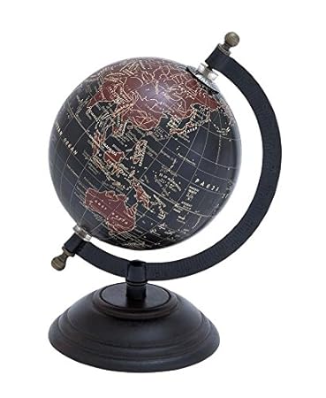 Satellite Wonder Wood Metal Globe, 5 Inch Diameter