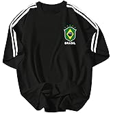 WDIRARA Men's Graphic Tees Crew Neck Short Sleeve T Shirts Brasil Soccer Tops