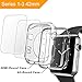 [2+2 Pack] TIRIO Two Apple watch 3 case and LiQuidSkin iwatch Screen Protector,Soft TPU all-around Ultra-Thin Clear Cover for Apple Watch Series 3, Series 2 (42mm)